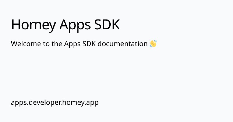 Welcome to the Homey Apps SDK 👋 | Homey Apps SDK